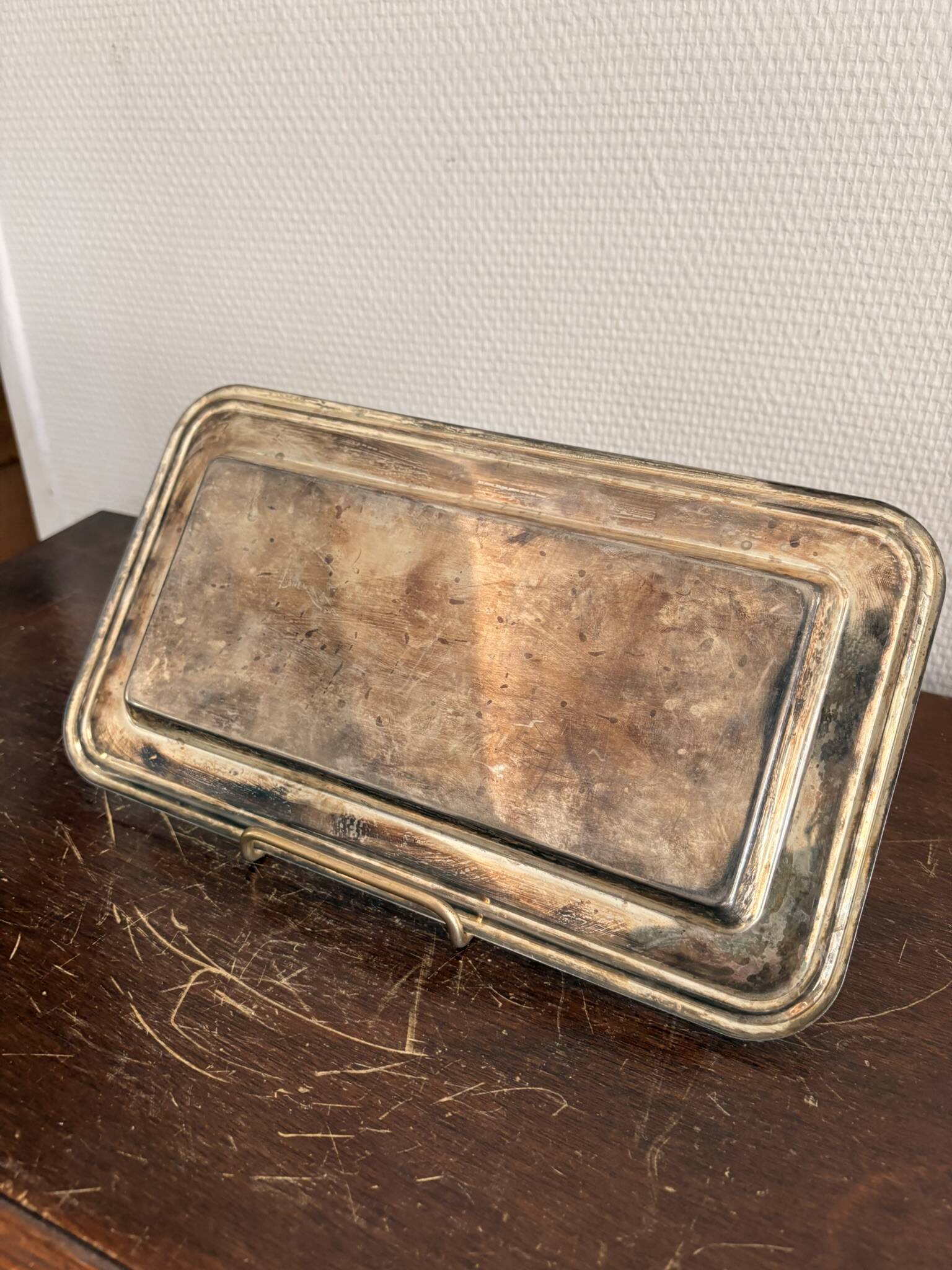 Antique Silver-Plated Metal Art Deco Serving Tray