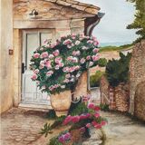 Fine art print of watercolor "Bormes-les-Mimosas"
