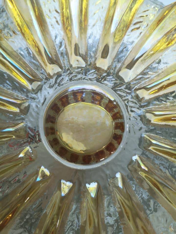 Old vintage ceiling light 1970 two-tone smoked glass sun Ø 25 cm