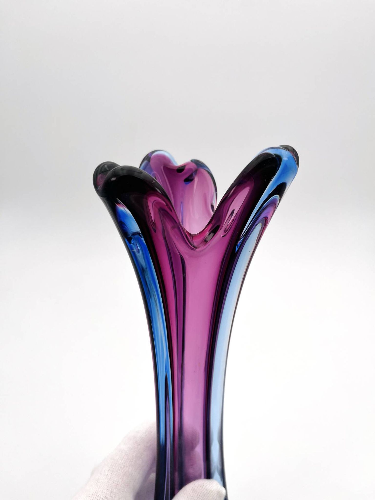 Vase Sommerso Murano violet et bleu