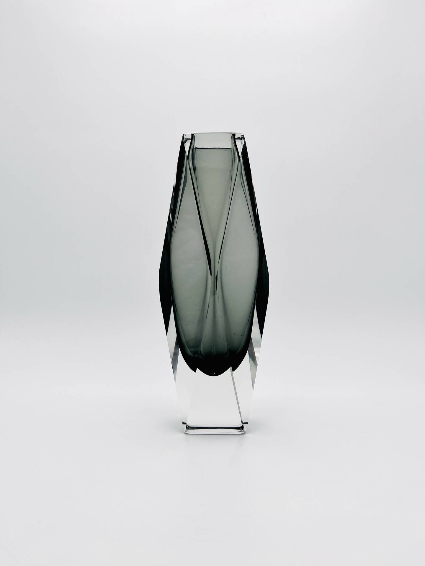 XXL Murano Sommerso Vase Alessandro Mandruzzato 27cm Grey Smoke
