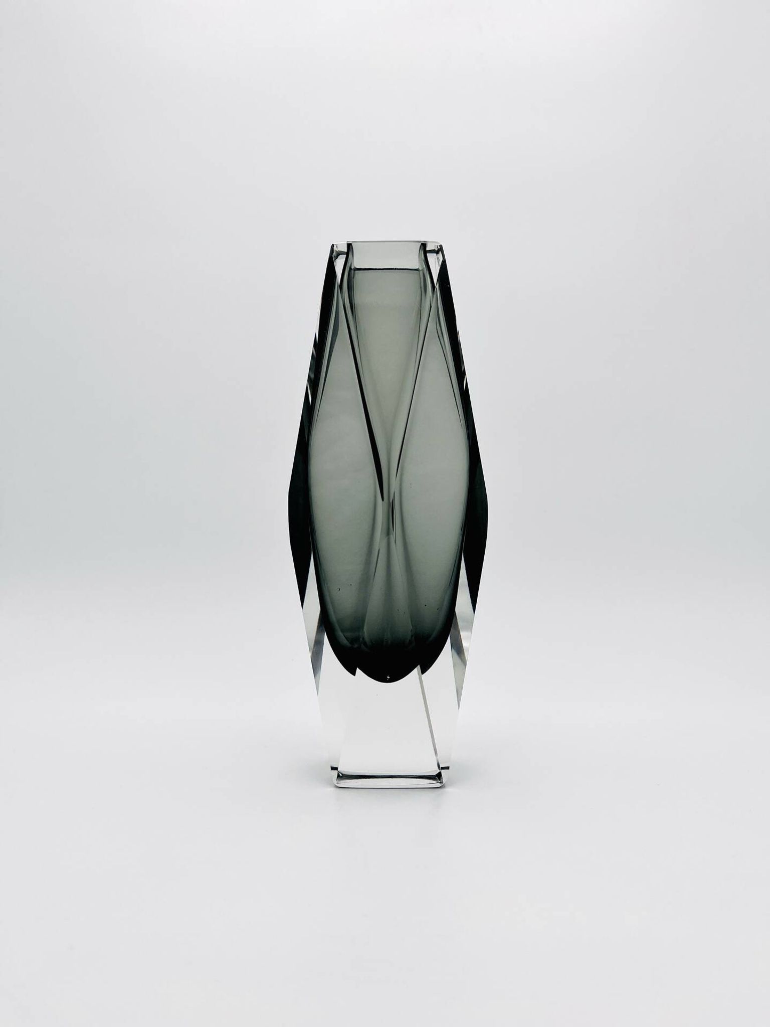 XXL Murano Sommerso Vase Alessandro Mandruzzato 27cm Grey Smoke