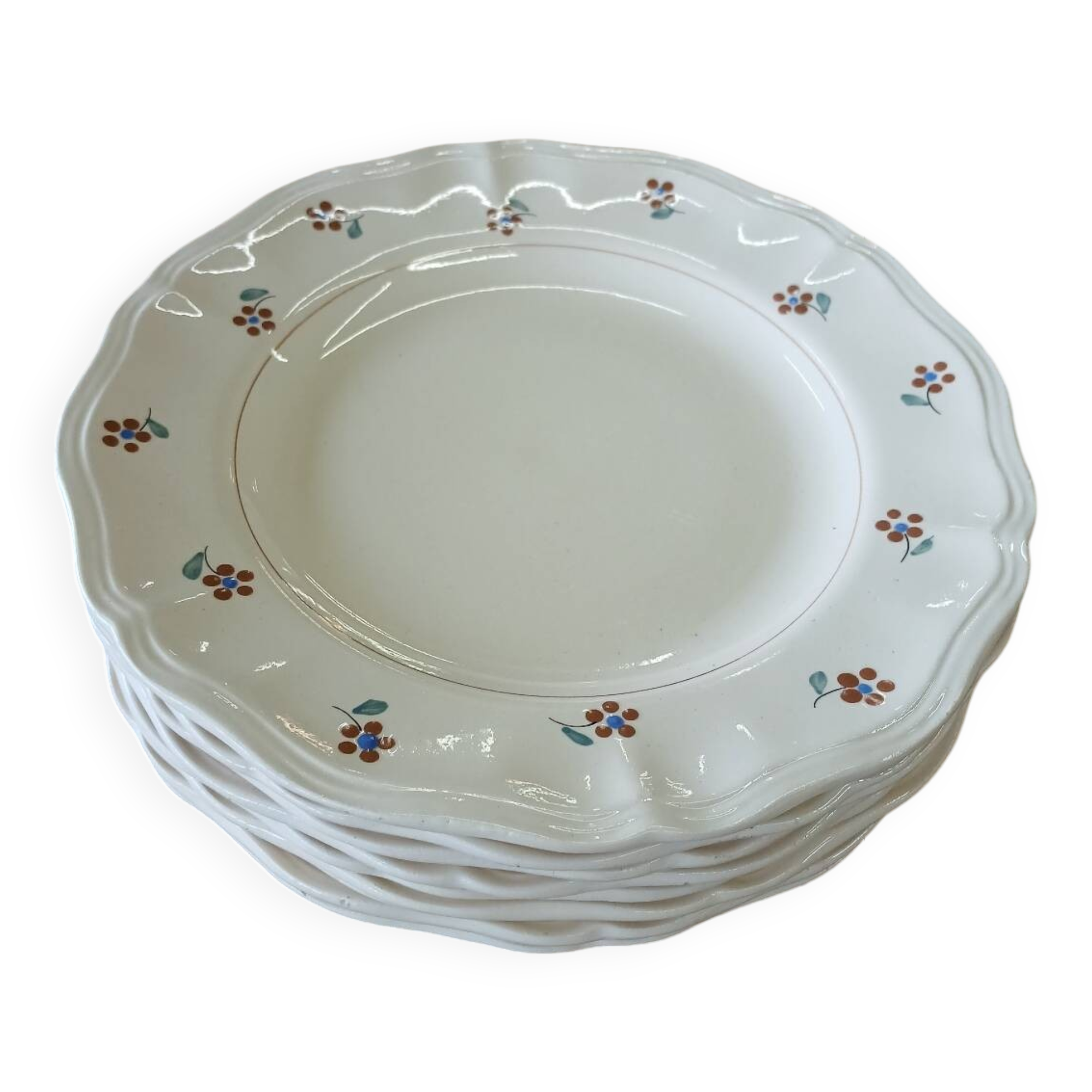 9 old flat plates Digoin Sarreguemines