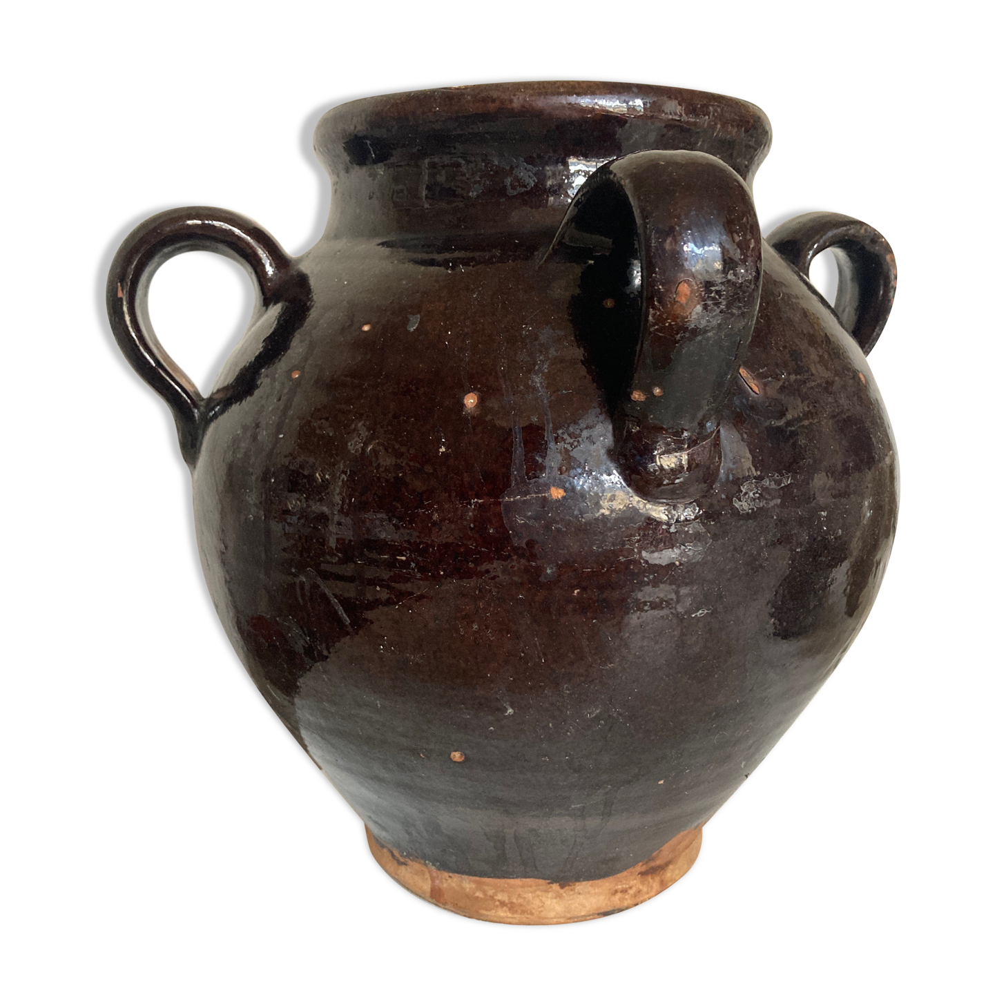 Produit BHV Jarre XXL de terre vernissée marron début 20e