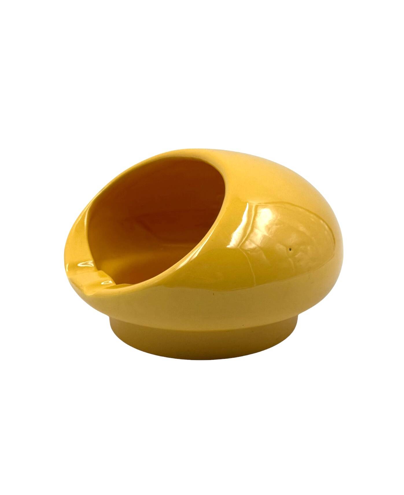 Space age yellow ceramic ashtray, Viba Italy 1970s