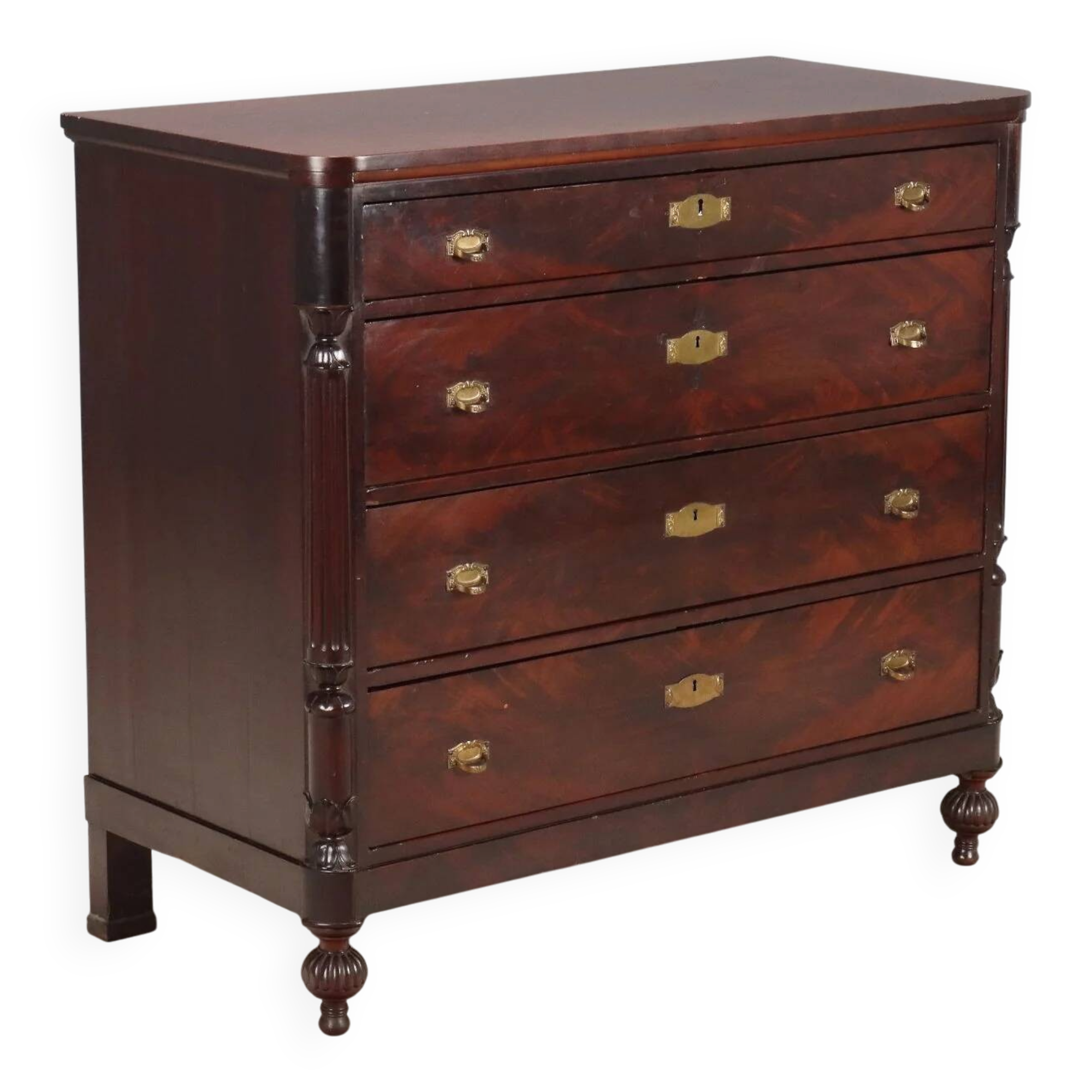 Commode 4 tiroirs en acajou, XIXe siècle