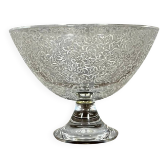 Importante coupe de centre de table sur piédouche en cristal de Baccarat