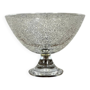 Importante coupe de centre de table sur piédouche en cristal de Baccarat