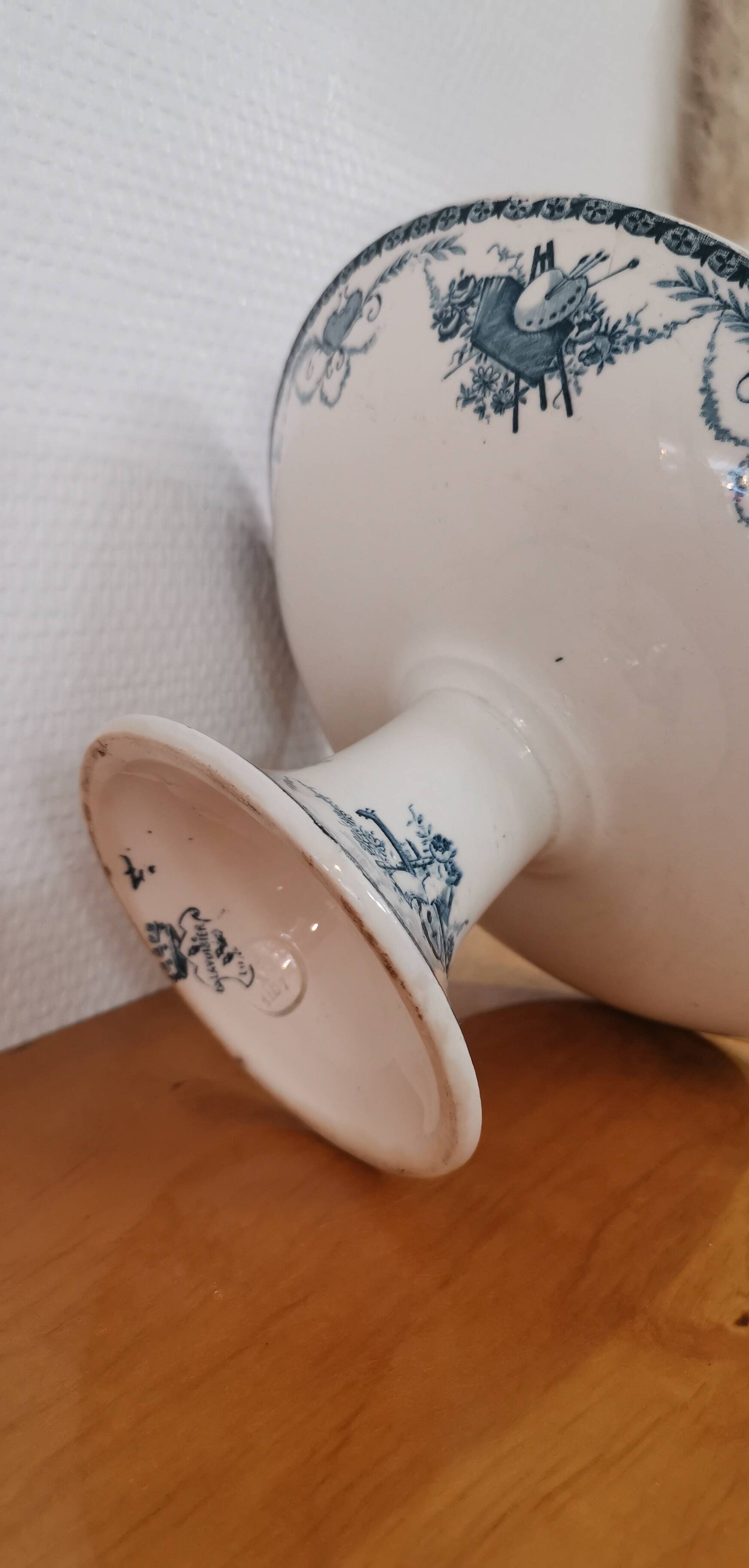 Longwy iron earthenware compote bowl 1900