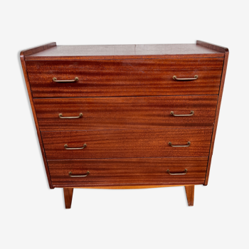 Chest of drawers compass feet in teak 1960 vintage