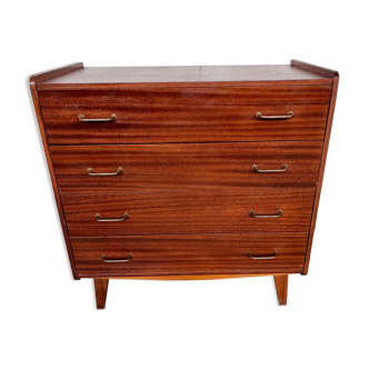 Chest of drawers compass feet in teak 1960 vintage