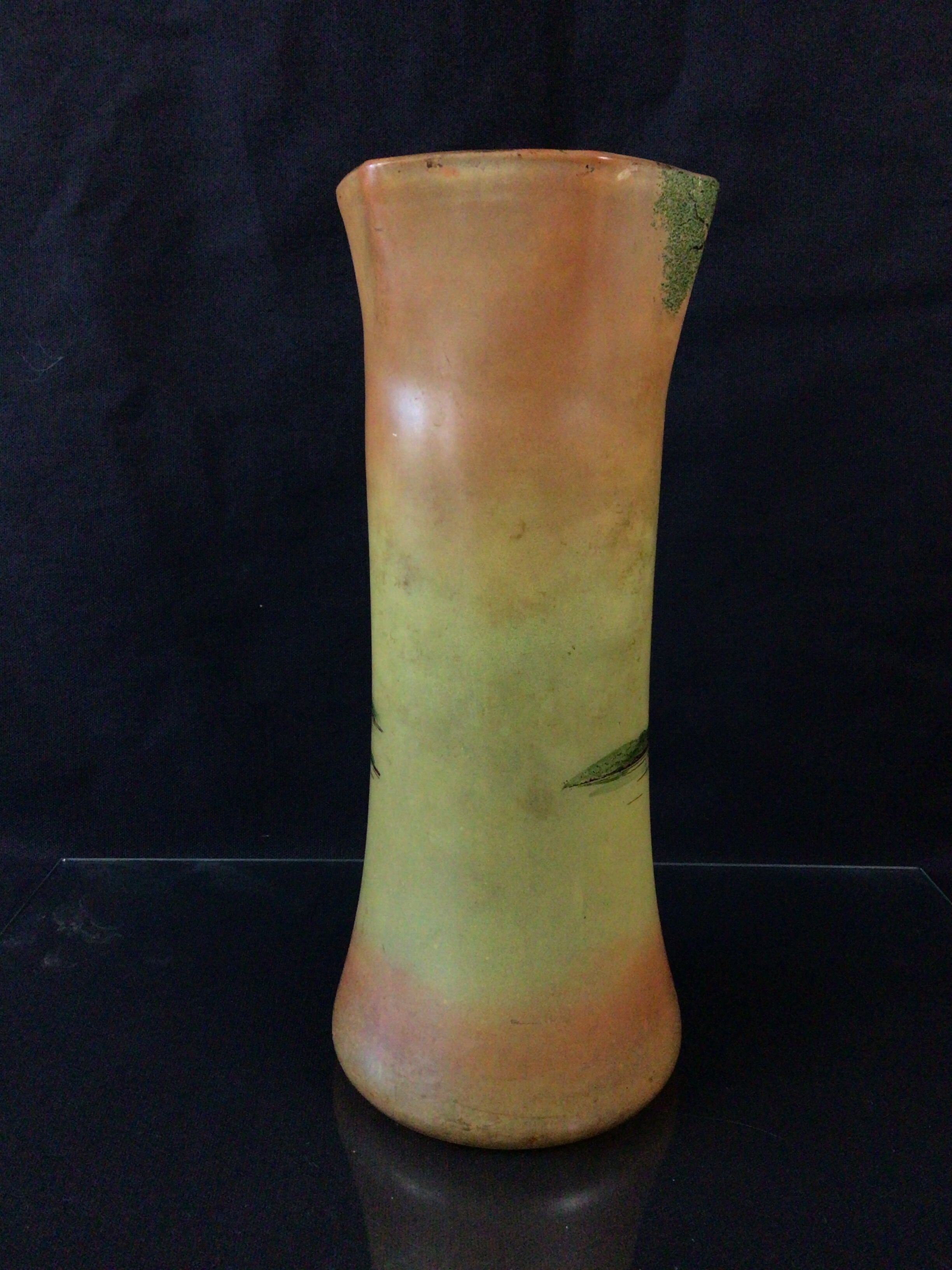 Vase verre émaillé legras art déco