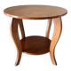 Vintage round oak coffee table with 2 shelves