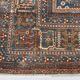 Vintage Turkish rug in brick red and indigo with floral design, 276 × 389 cm