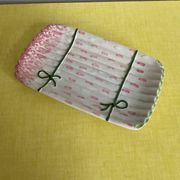 Barbotine plat asperges vintage