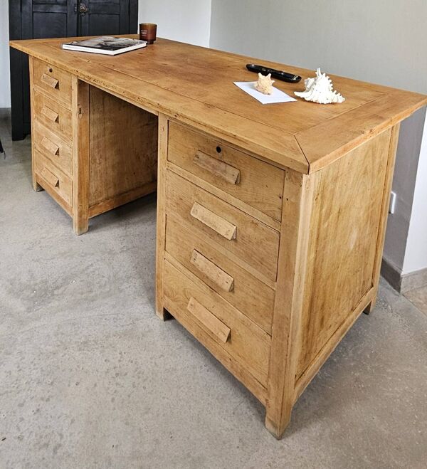 Grand bureau de maitre vintage 2 caissons