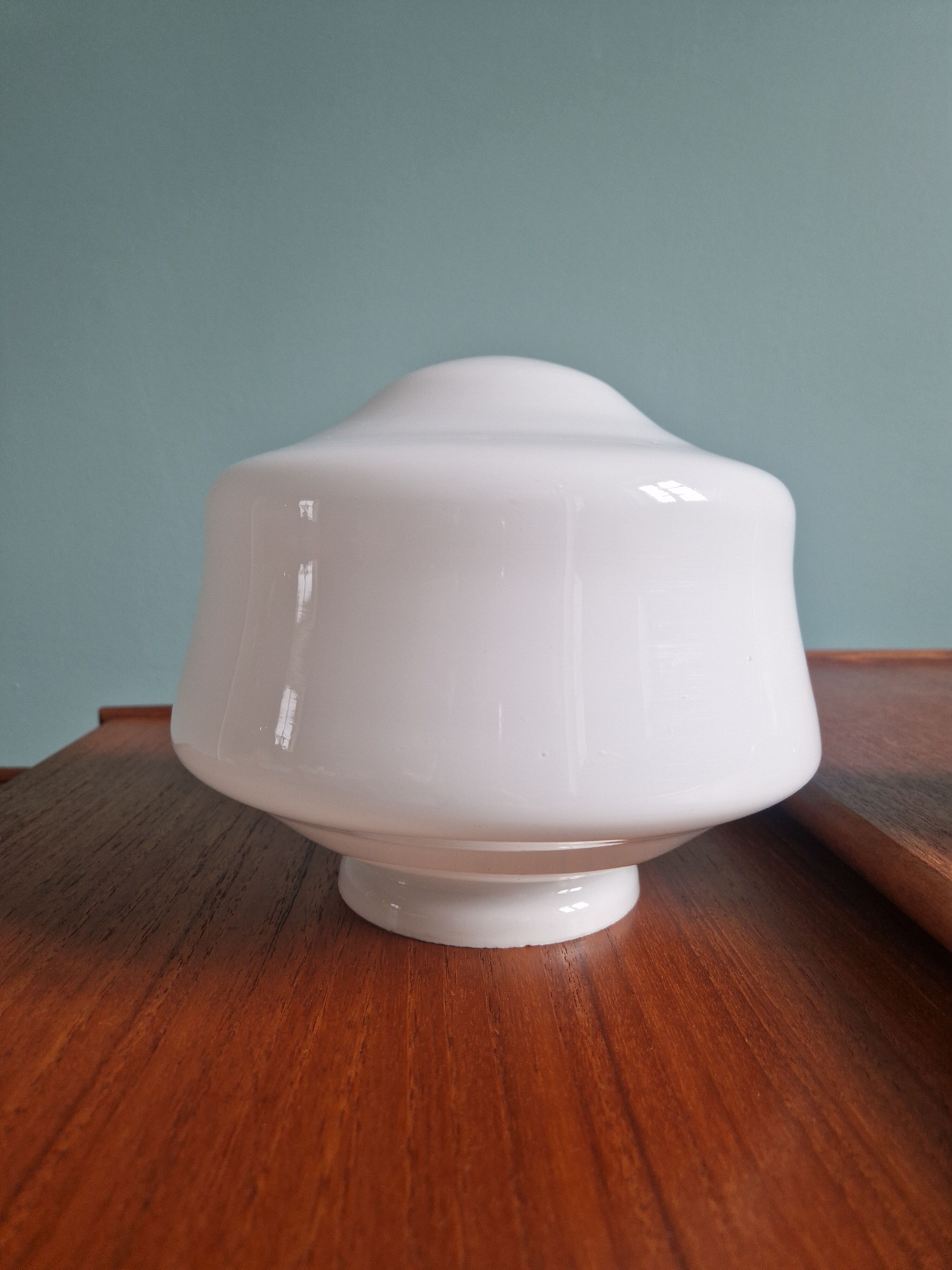 Art deco pendant lamp in white opaline, 1920s-30s