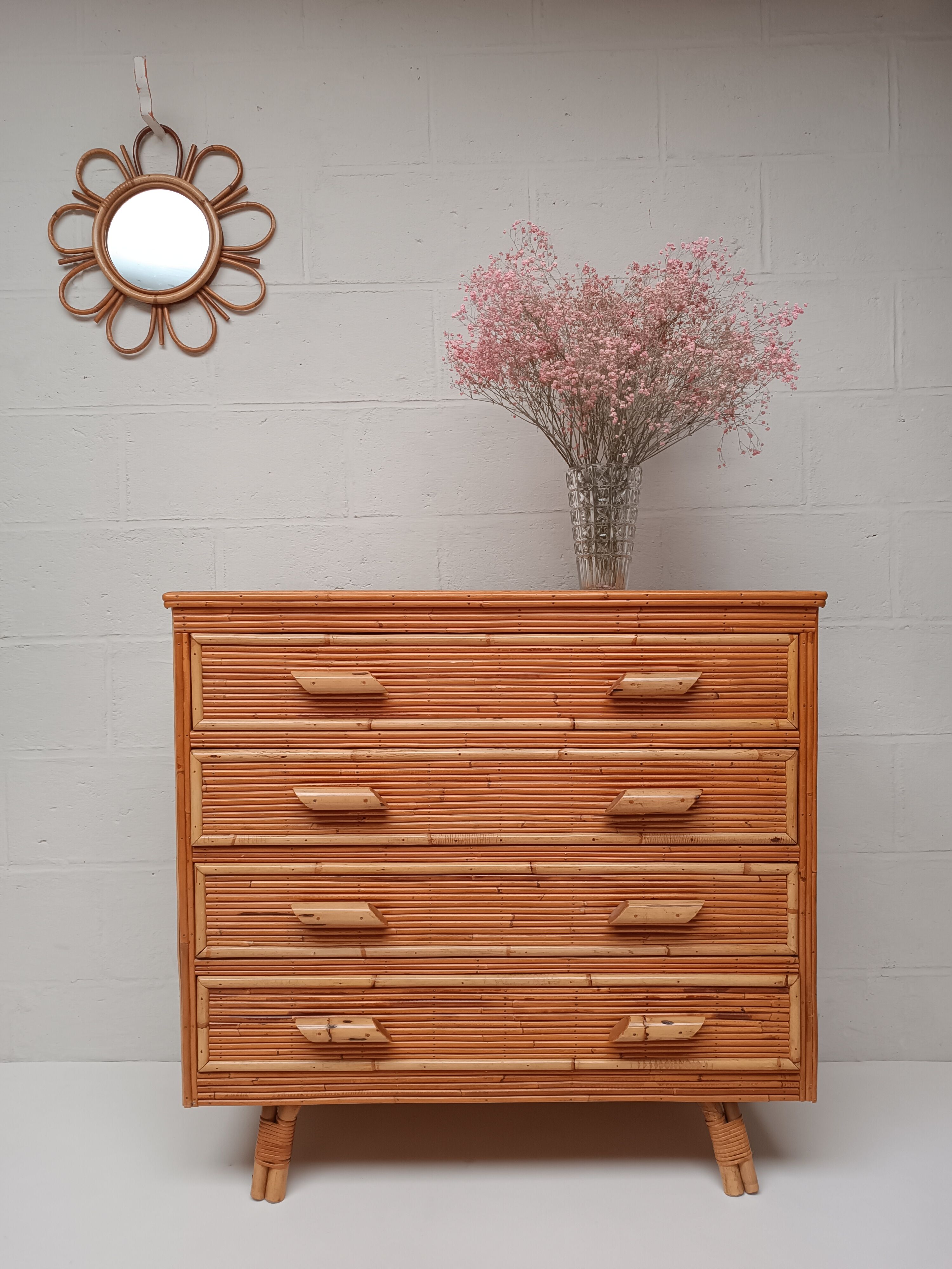 Rattan chest of drawers 60s-70s
