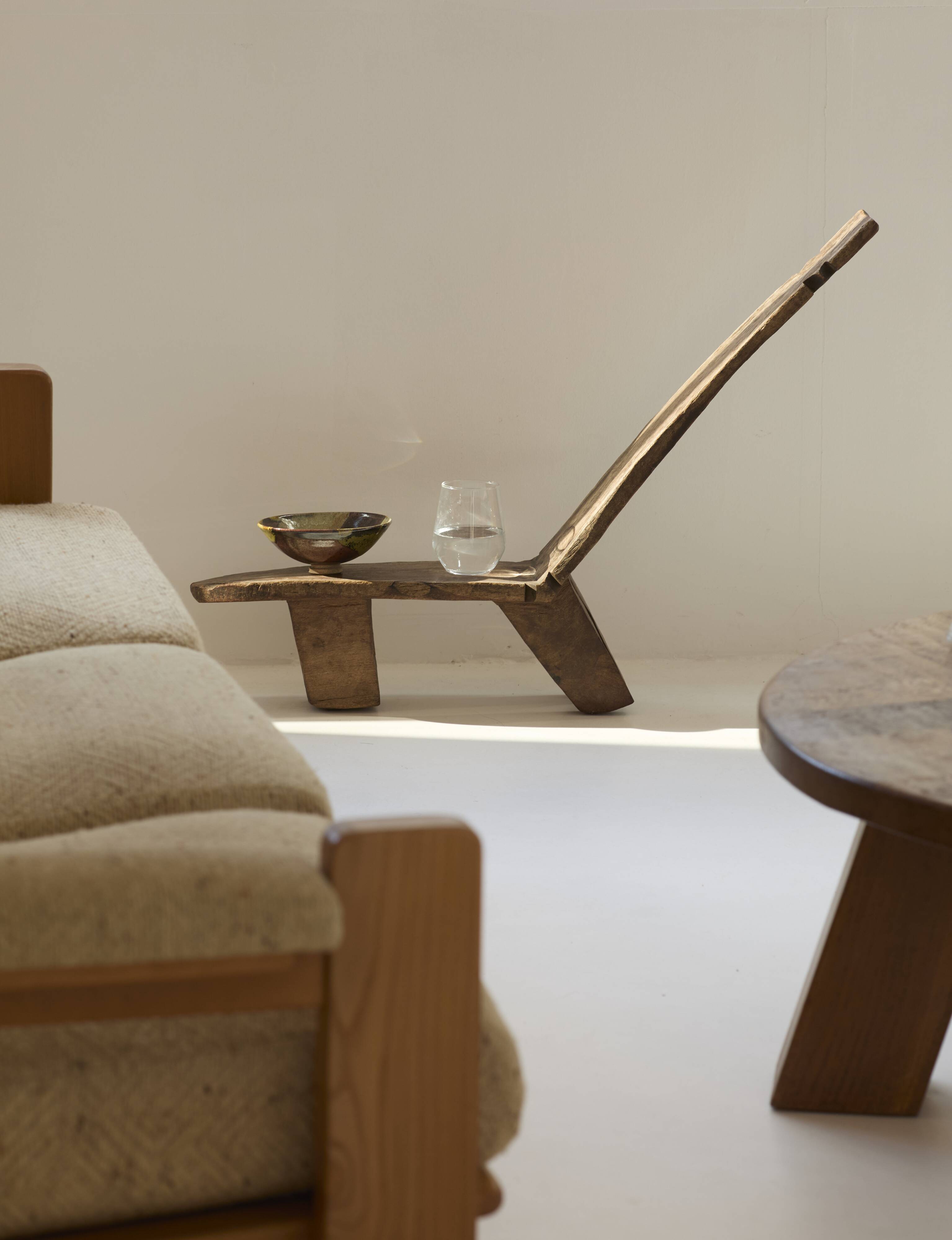 Chair / Armchair in monoxyl wood West Africa Lobi / Stargazer 1950