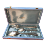 Baptism box, 3 pieces in silver metal