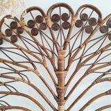 Antique peacock rattan headboard - 160cm