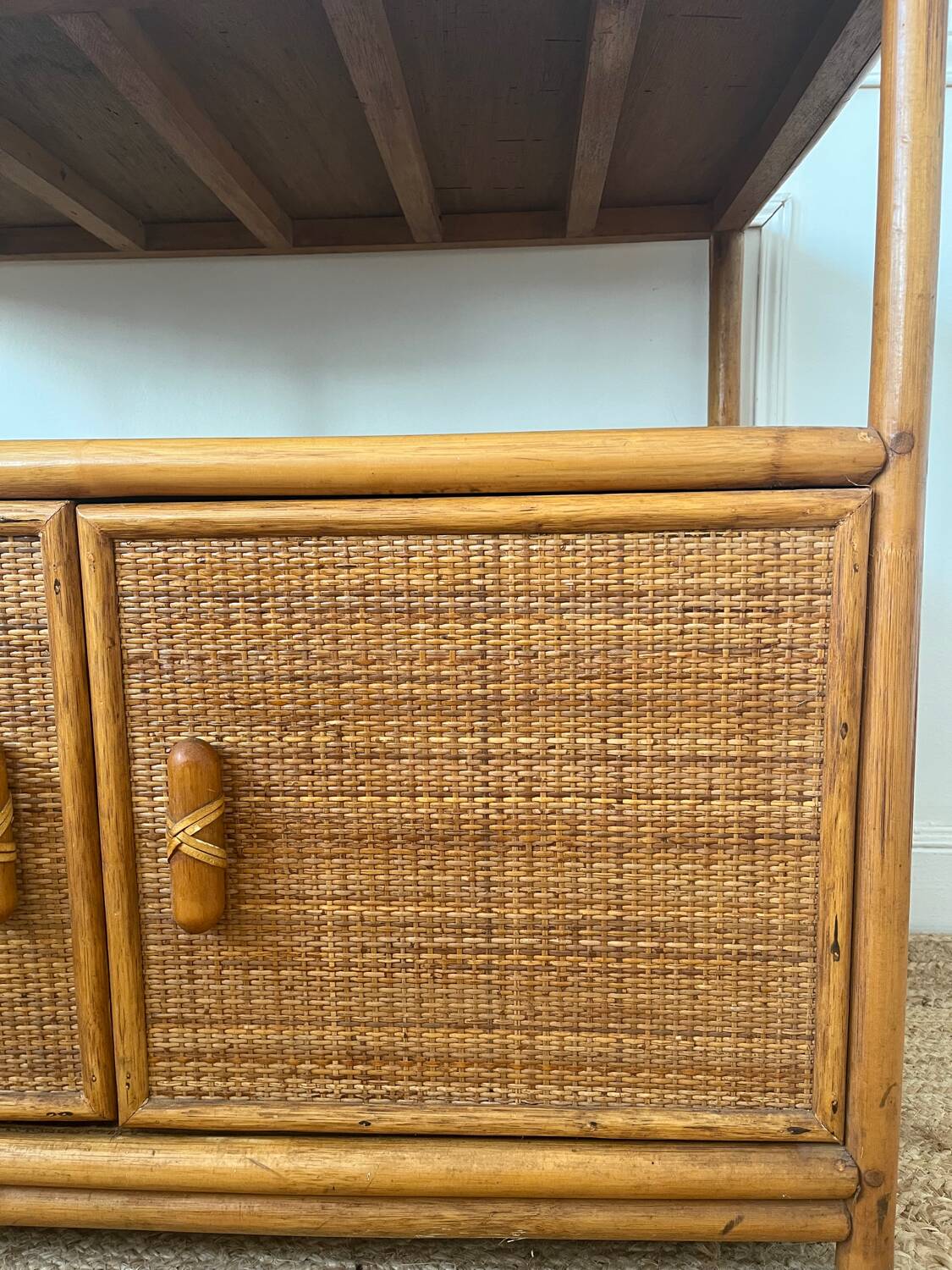 Bamboo and rattan sideboard, 1980s