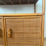 Bamboo and rattan sideboard, 1980s