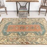 5x8 Shades Of Copper Green Vintage Oushak Rug, 146x227Cm SKU 24356