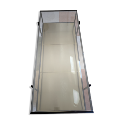 Table basse rectangulaire en laiton et verre