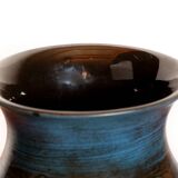 Vallauris, Modernist Vase, blue glazed ceramic, Jean de Lespinasse.