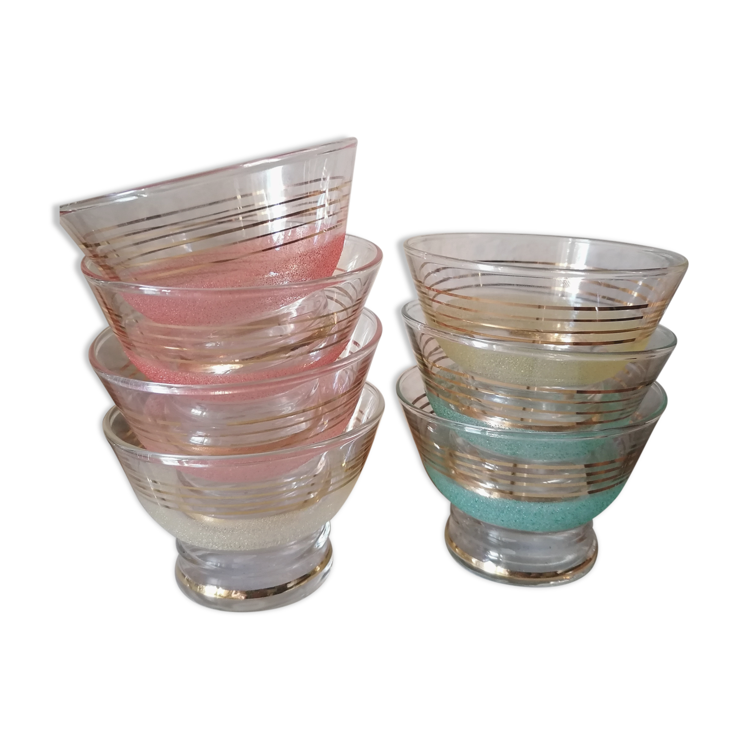 Set of 7 granite glass cups