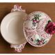 Strasbourg soup tureen in hand-painted French earthenware in yellow and pink.