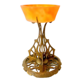 Art-Nouveau ring in glass paste on bronze frame in perfect condition