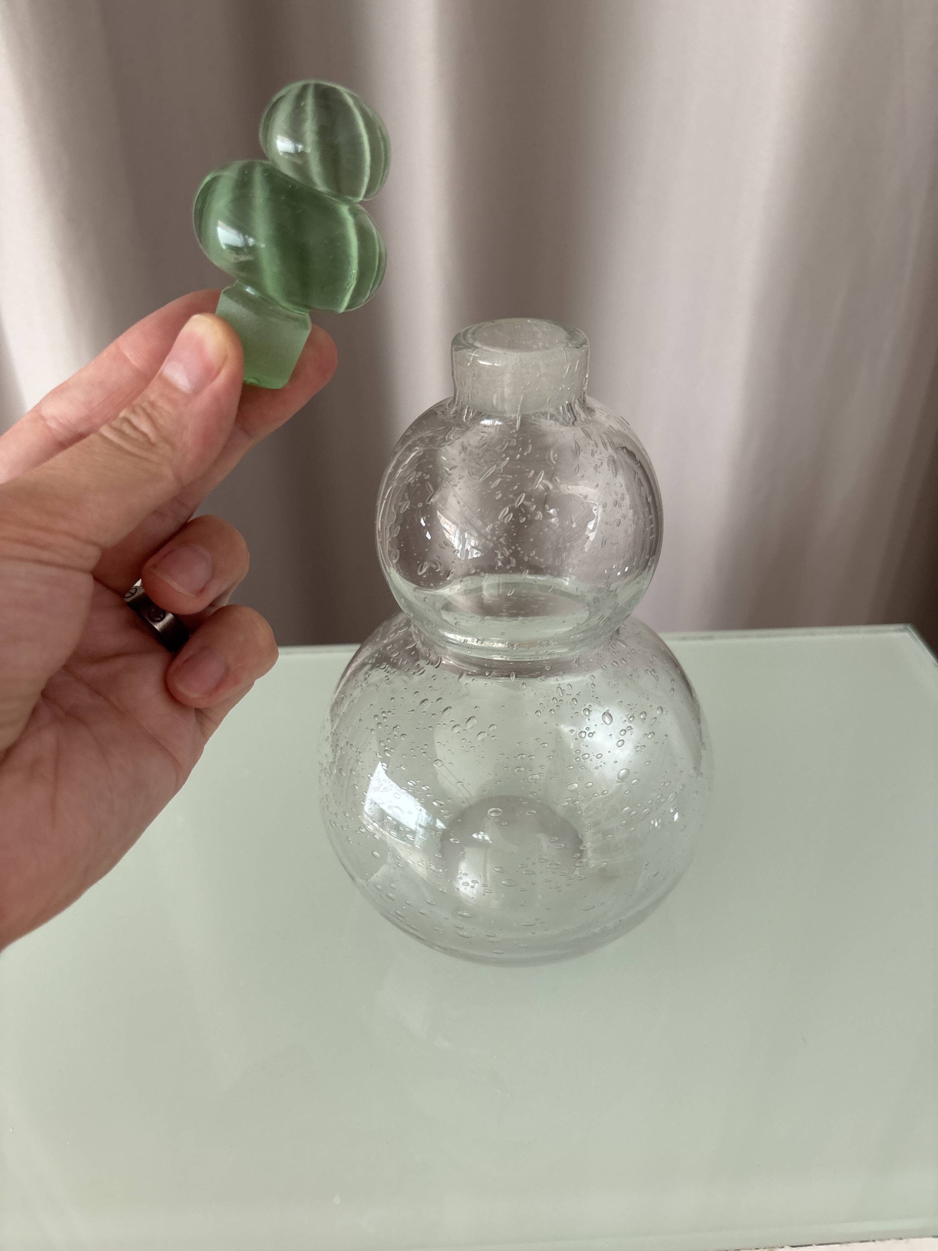 Superb signed blown glass carafe.