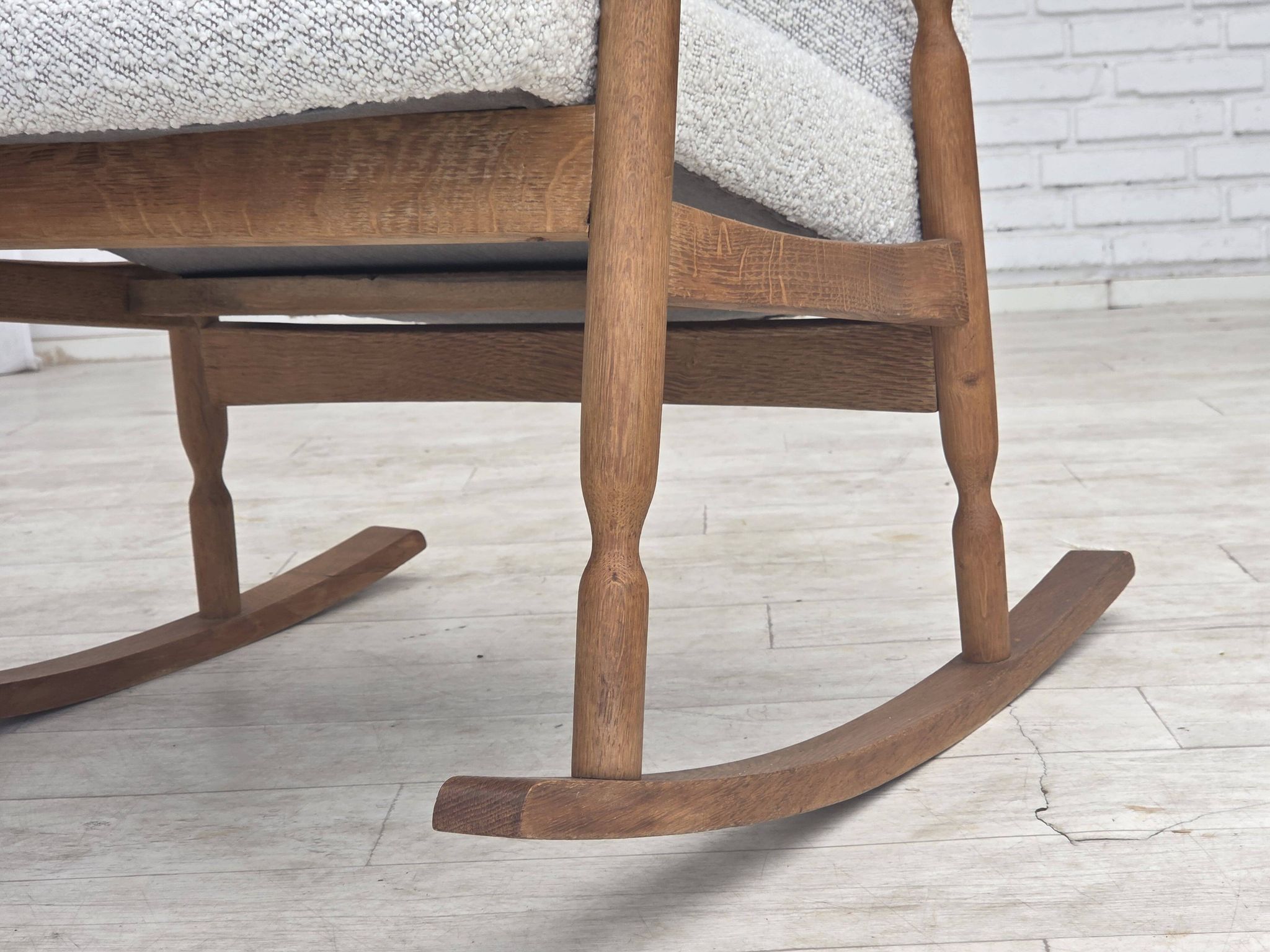 1970s, Scandinavian design, high-backed rocking chair, reupholstered.