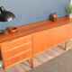 Restored Long Retro Teak 1960s Mcintosh Torpedo Teak Sideboard Cabinet
