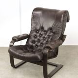 Fauteuil de salon luxueux en cuir, années 1970