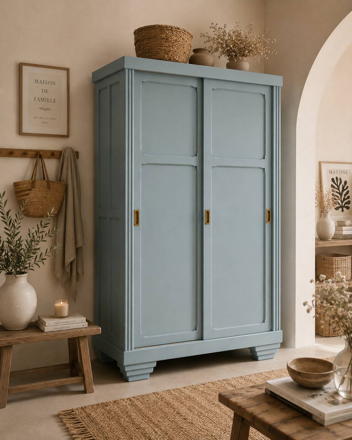 Parisian Art Deco wardrobe with sliding doors.