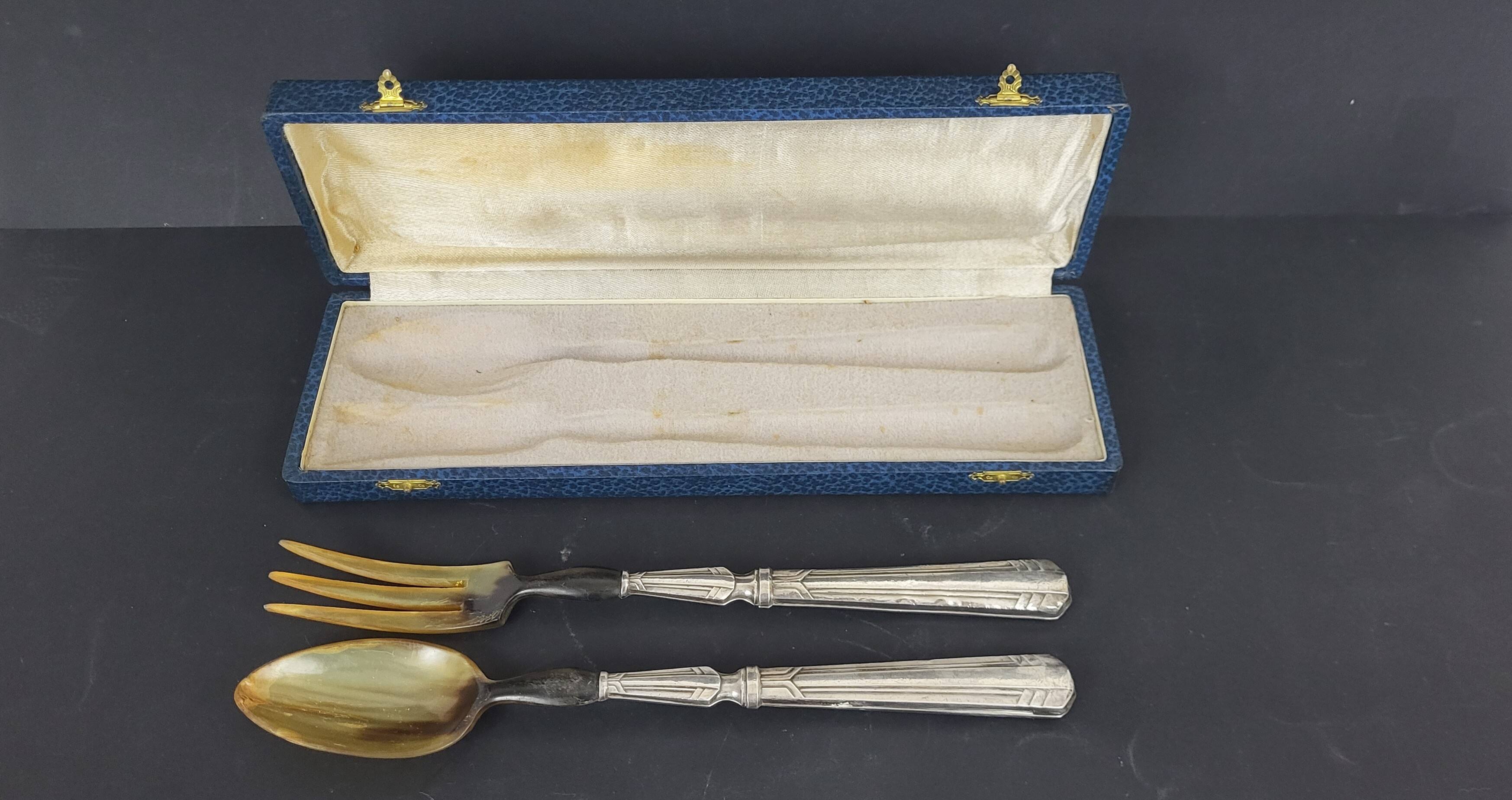 Art Deco Silver Salad Servers (Minerva Hallmark)