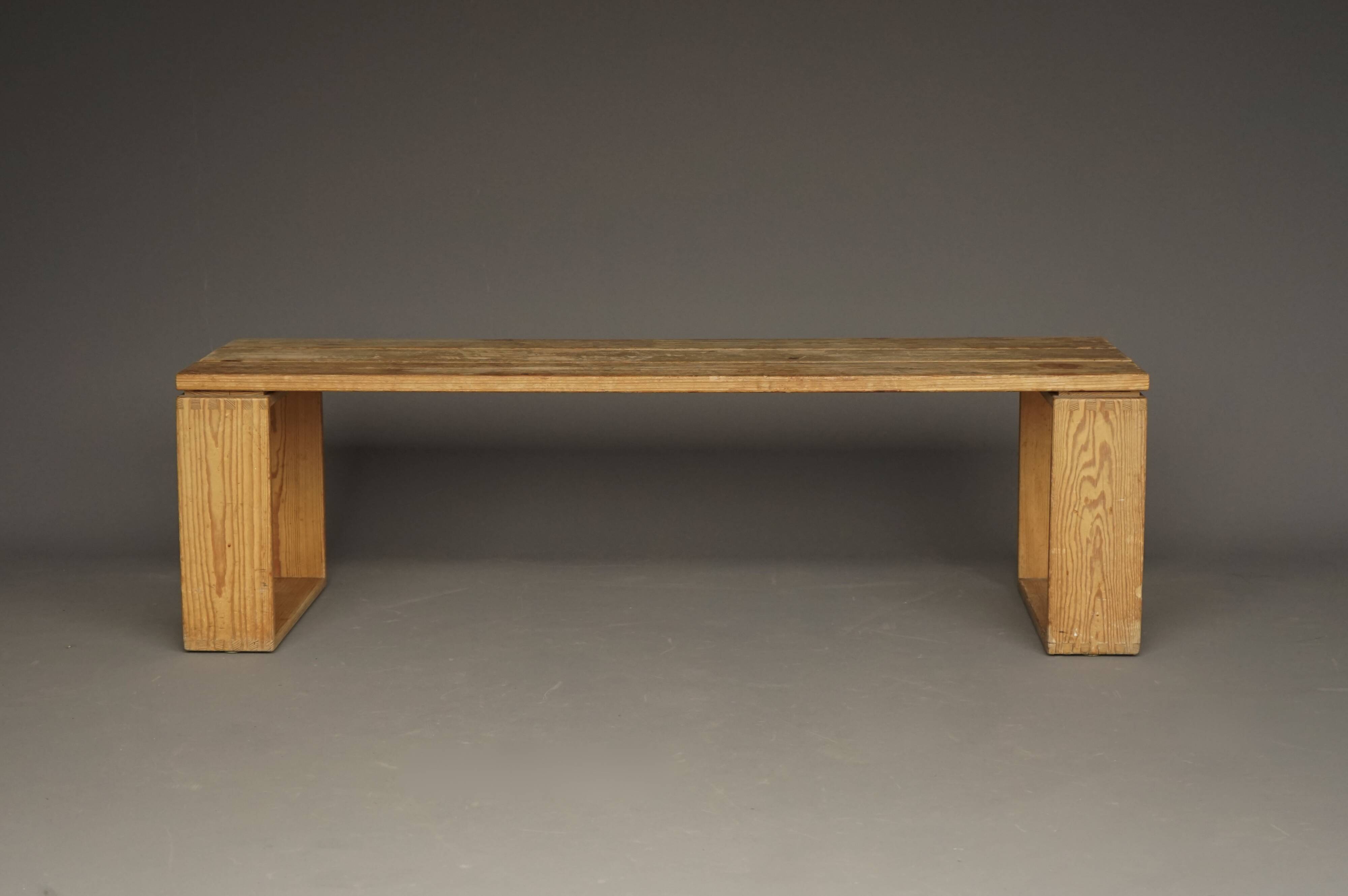 Vintage Scandinavian Solid Pine Bench. 1960s