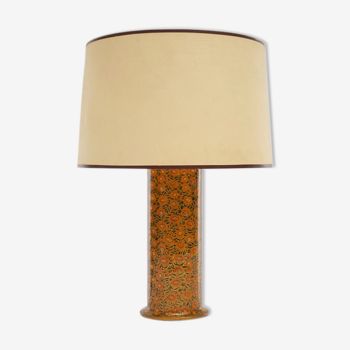 Cardboard-based lamp with floral decoration circa 1970
