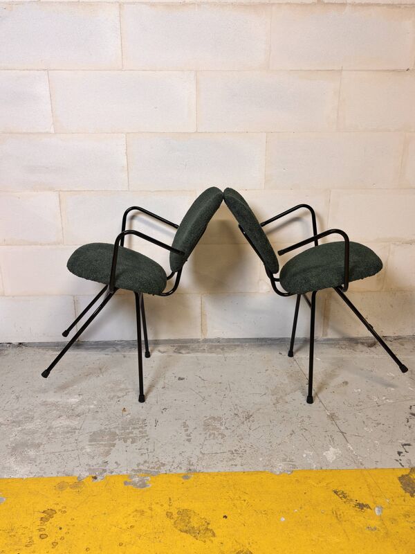 Paire de chaises avec accoudoirs  Jacques Hitier I Années 1950