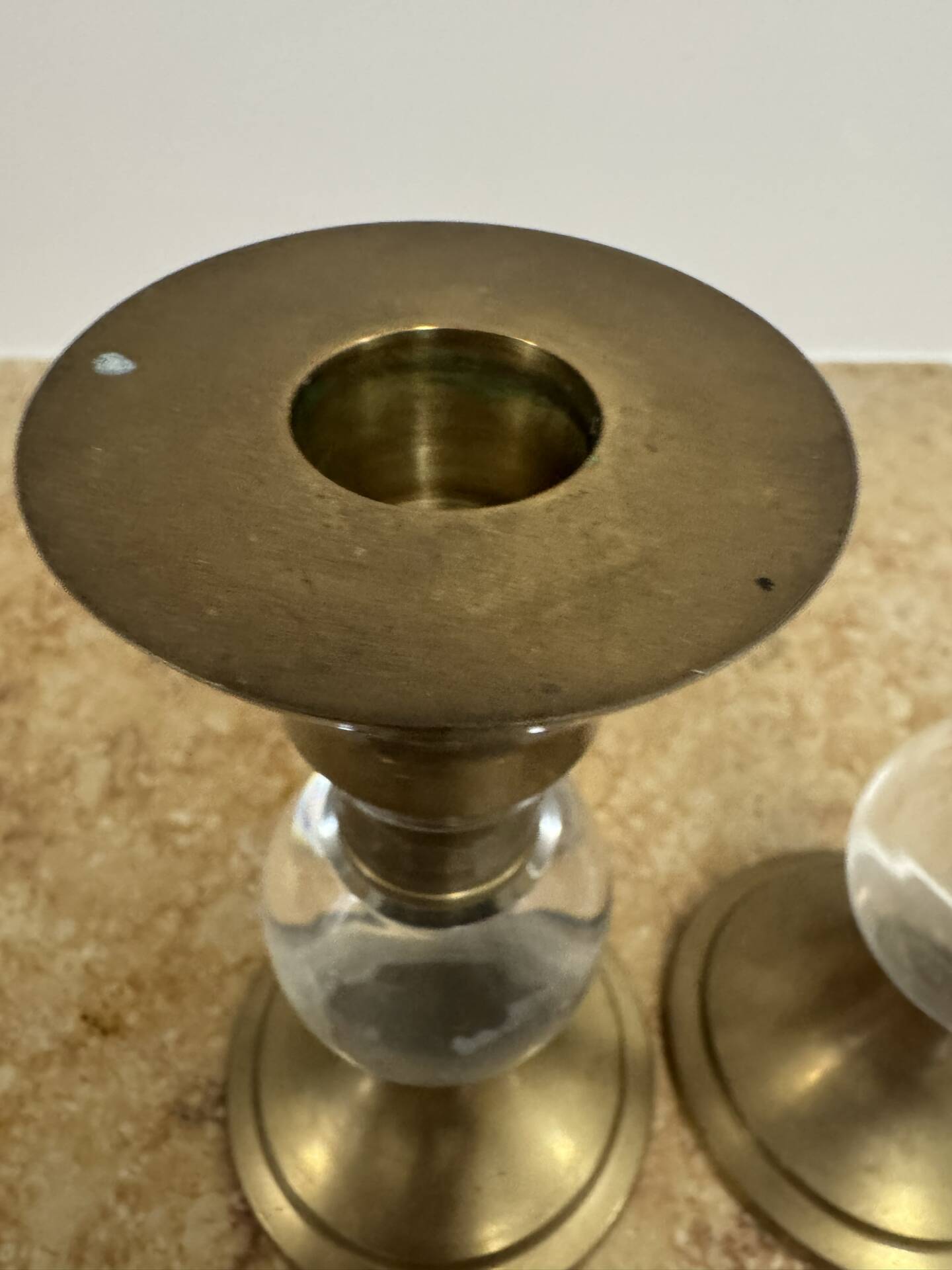 Bougeoirs laiton plexi années 70