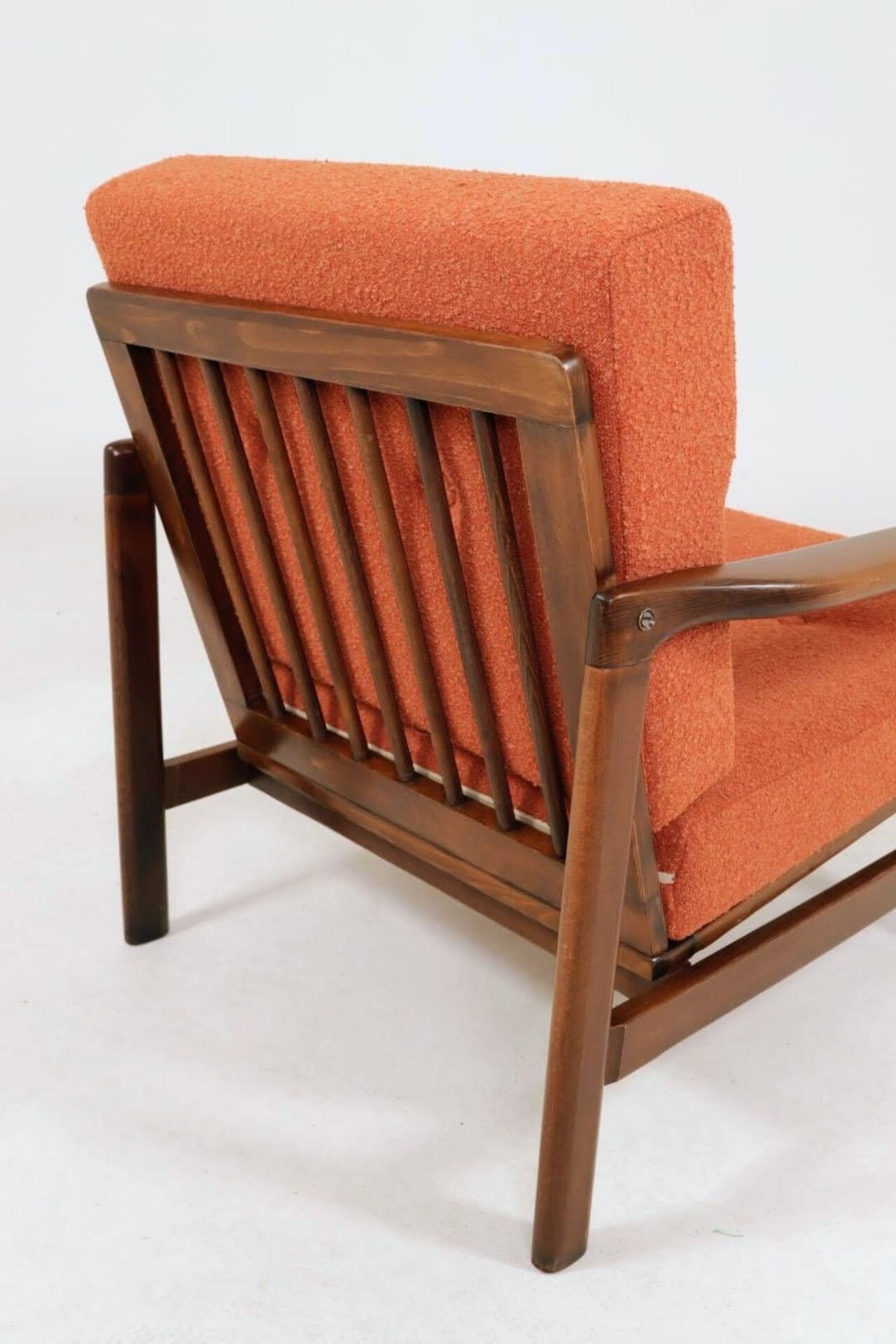 Vintage Armchair Orange Papaya Cushions, Poland, 1960