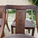 Set of 4 art deco gondola chairs in solid oak wood with skai leather