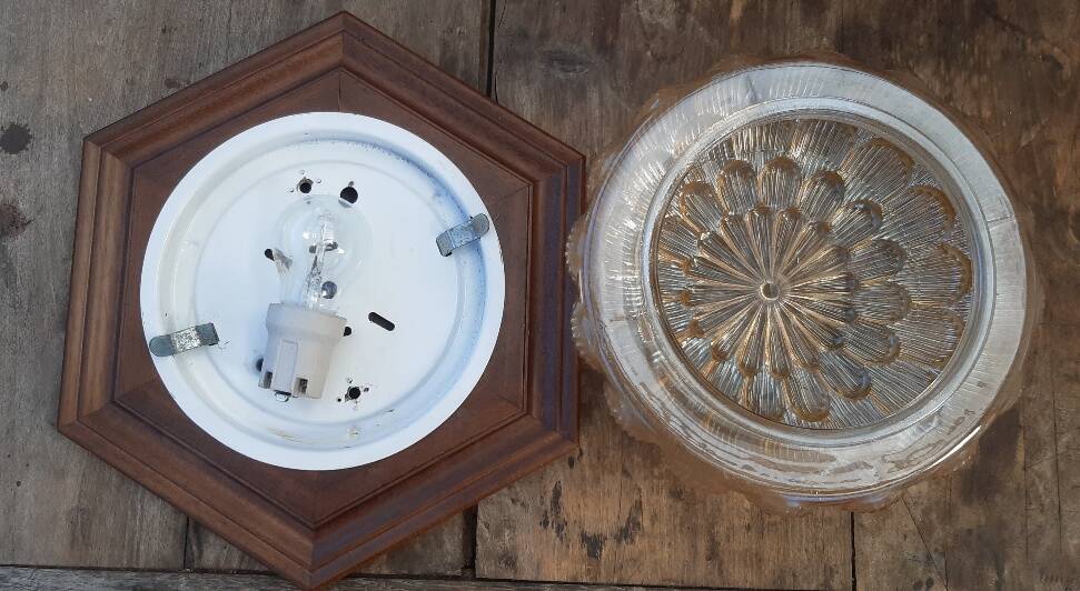 70s amber glass ceiling light