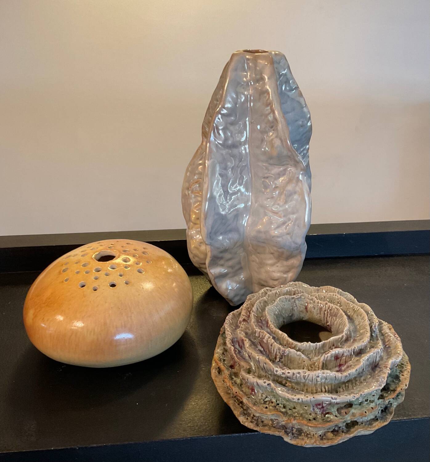 Trio de vases vintage de formes organiques