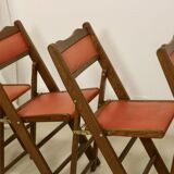 Set of 4 art deco folding chairs in cedar wood from the 1950s,