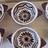 6 small antique bowls, with ears, Henrio Quimper