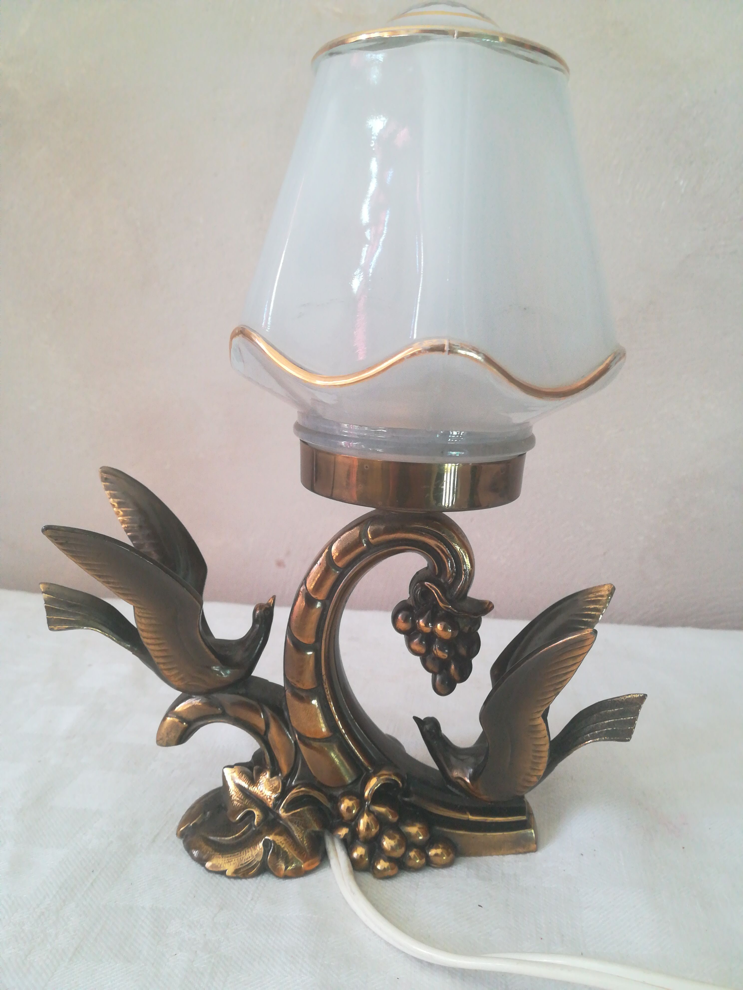 Lampe art déco avec oiseaux